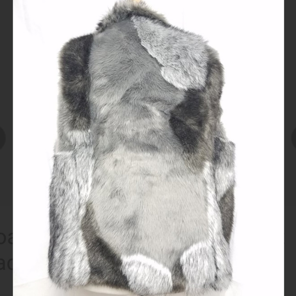 Joanna Hope Gray white Faux Fur Vest Jacket Sz 22 black leather buckle closure - Picture 3 of 6
